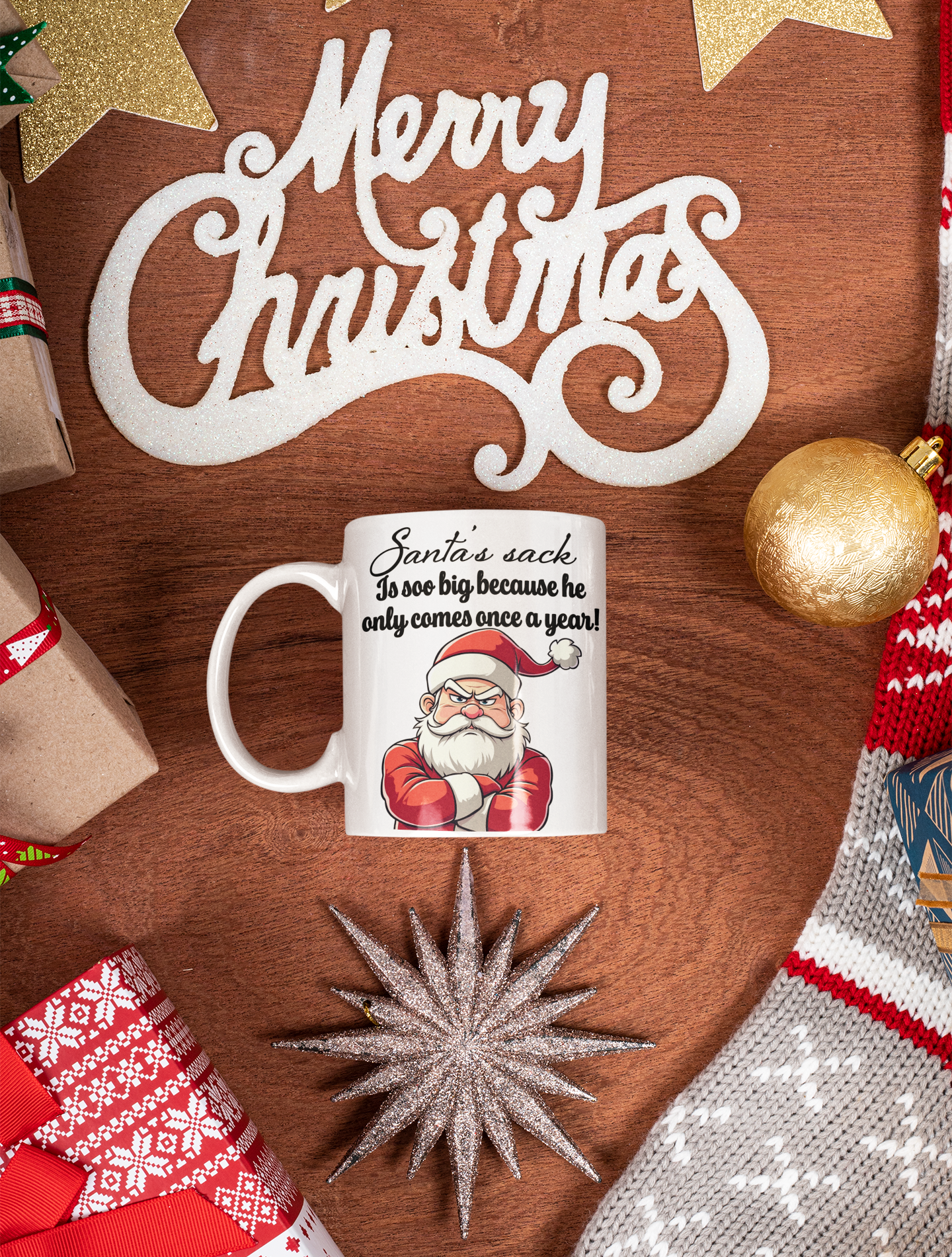 Santa's sack is soo big because he only comes once a year All ballsack Caffeine Christmas gift gift for mom gift for wife Java Mocha nut sack nut sax Nuts Nuttin nutz Santa stocking stuffer