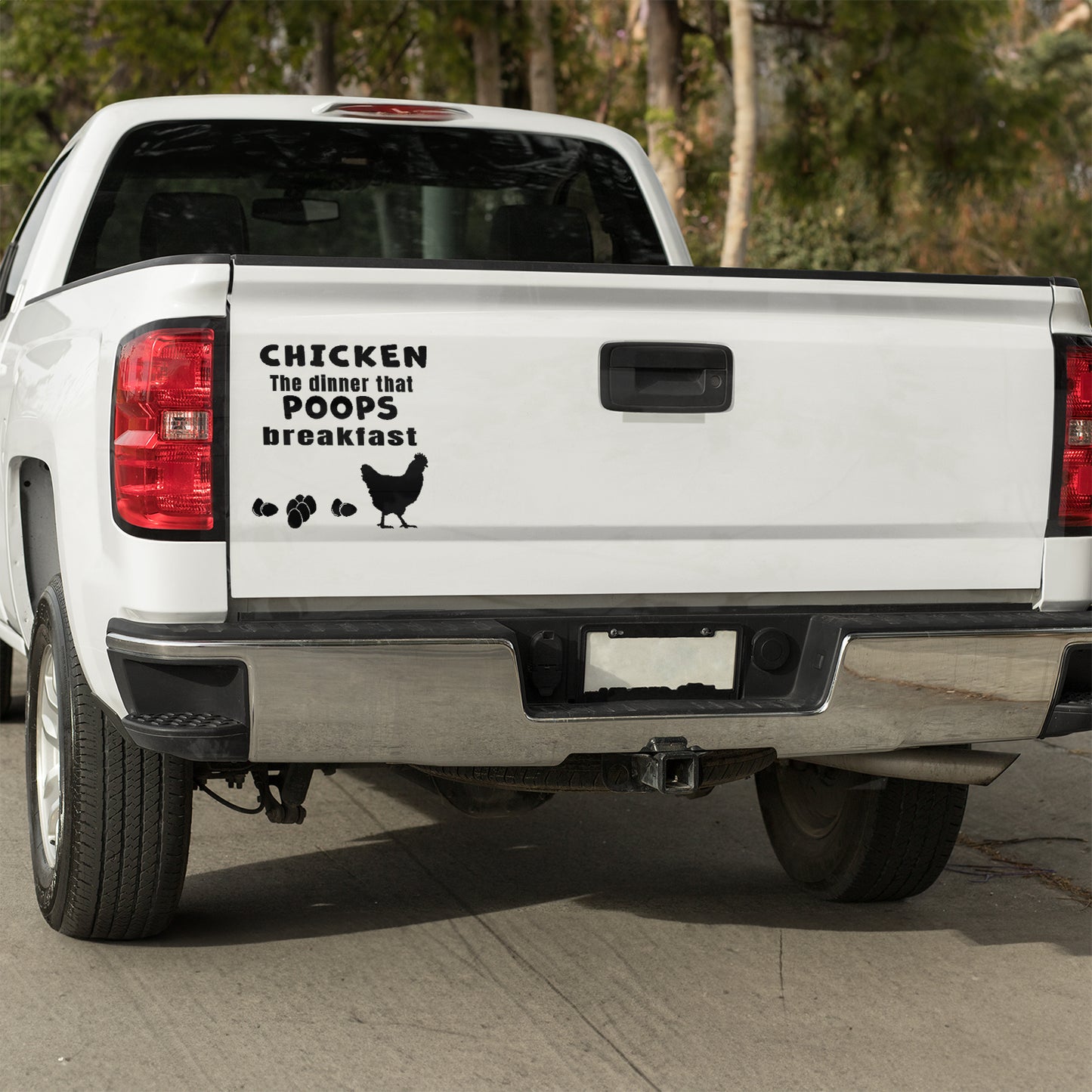 Chicken the dinner that poops breakfast vinyl decal decal stickers Decals for cars Decals for Trucks decals for tumblers minivan sticker SUV decals truck decals window decal car Window decals window decor