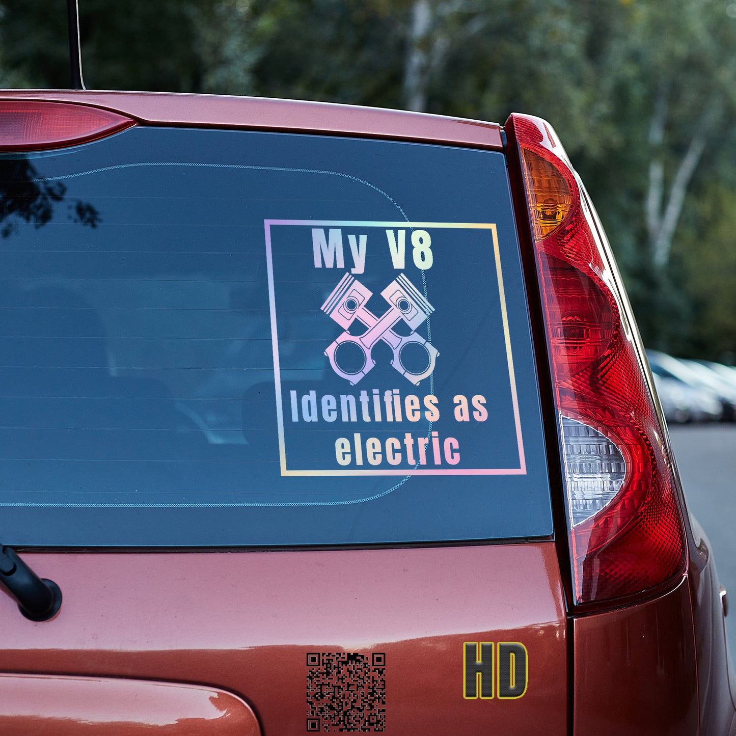 My V8 identifies as electric Vinyl decal Anti-EV decal stickers Decals for cars Decals for Trucks EV minivan sticker SUV decals tesla truck decals window decal car Window decals window decor