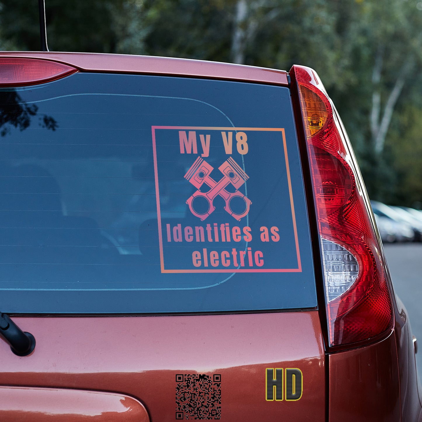 My V8 identifies as electric Vinyl decal Anti-EV decal stickers Decals for cars Decals for Trucks EV minivan sticker SUV decals tesla truck decals window decal car Window decals window decor