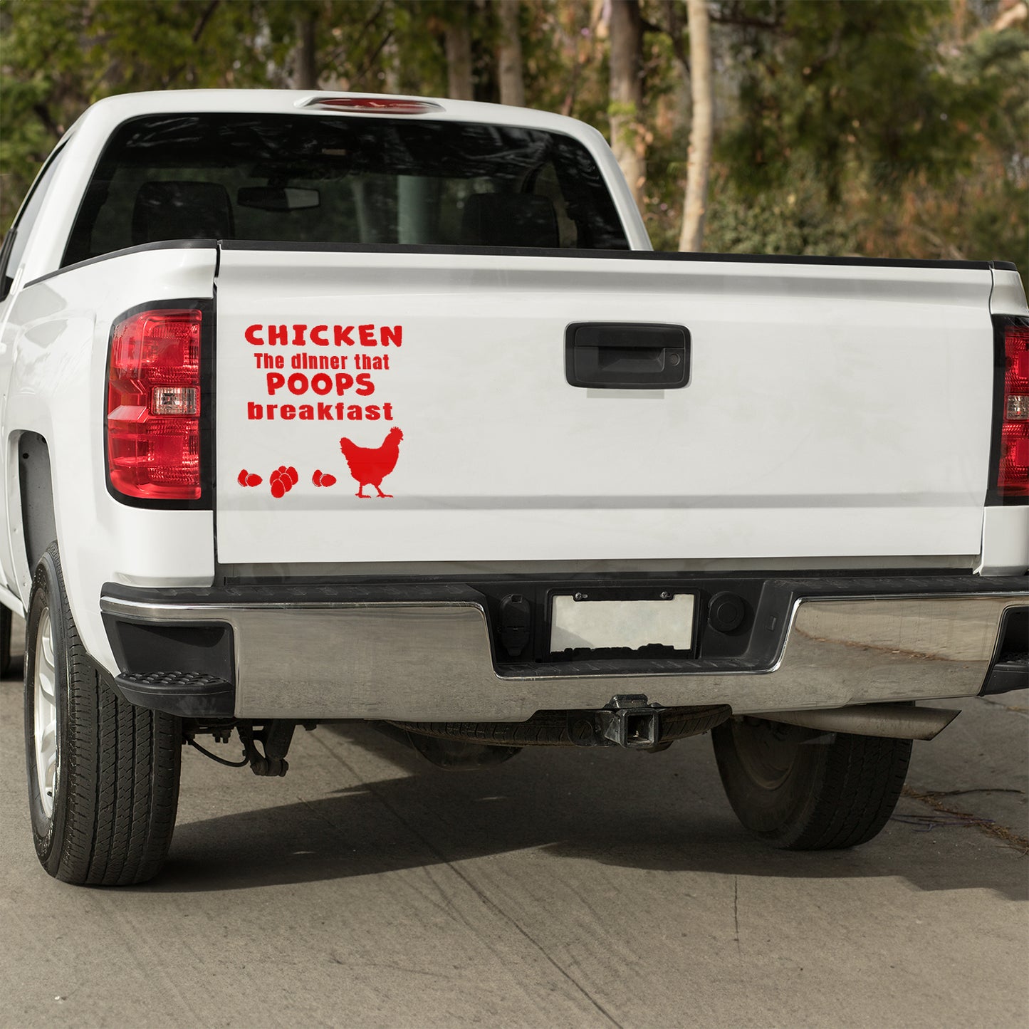 Chicken the dinner that poops breakfast vinyl decal decal stickers Decals for cars Decals for Trucks decals for tumblers minivan sticker SUV decals truck decals window decal car Window decals window decor