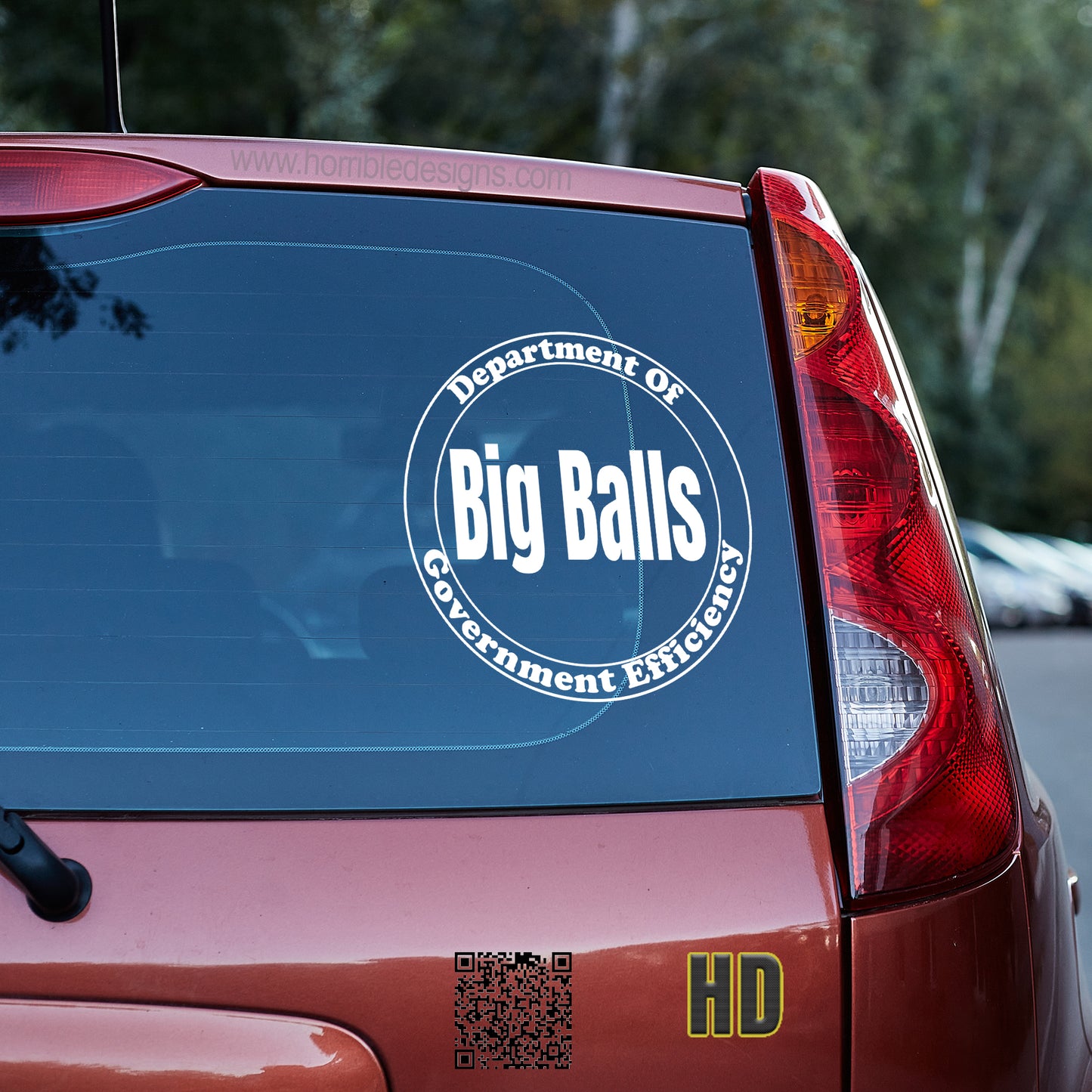 DOGE Big Balls Vinyl decal decal stickers Decals for cars Decals for Trucks Department of government efficiency DOGE Elon Elon Musk libertarian minivan sticker SUV decals truck decals window decal car Window decals window decor