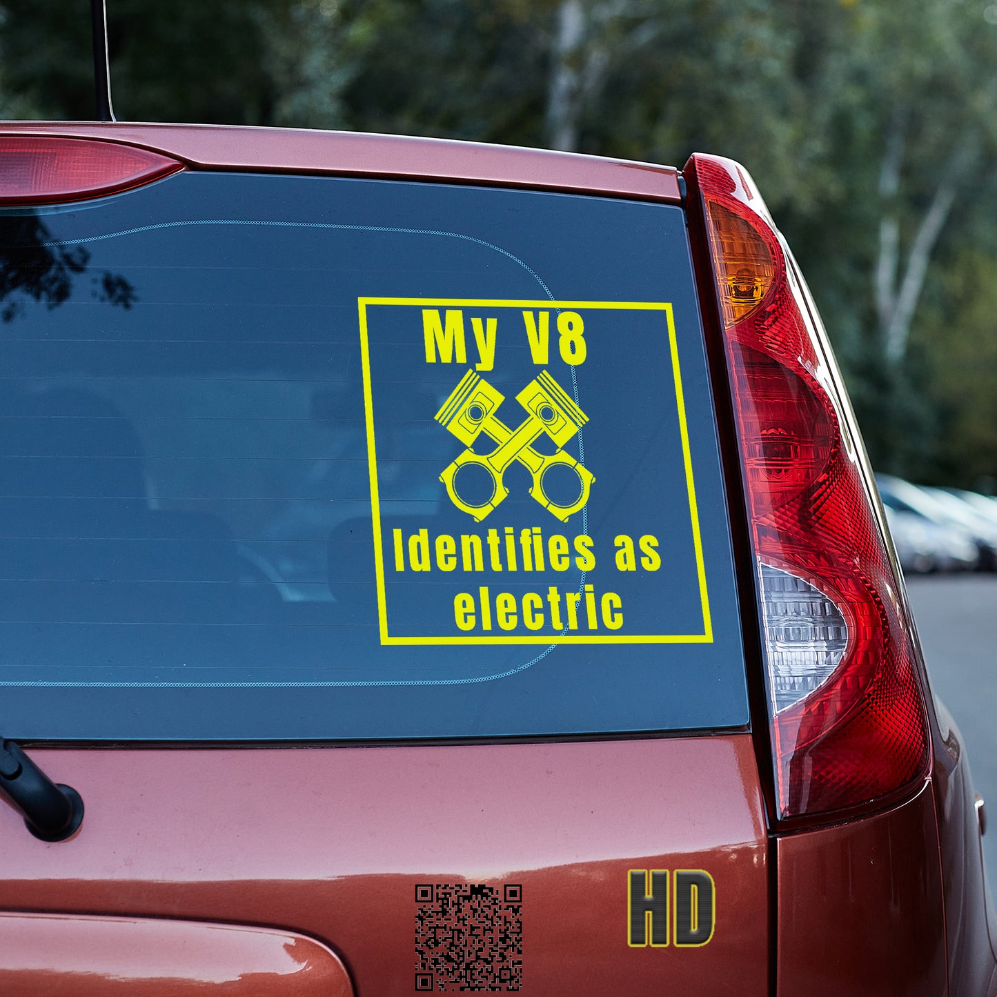 My V8 identifies as electric Vinyl decal Anti-EV decal stickers Decals for cars Decals for Trucks EV minivan sticker SUV decals tesla truck decals window decal car Window decals window decor