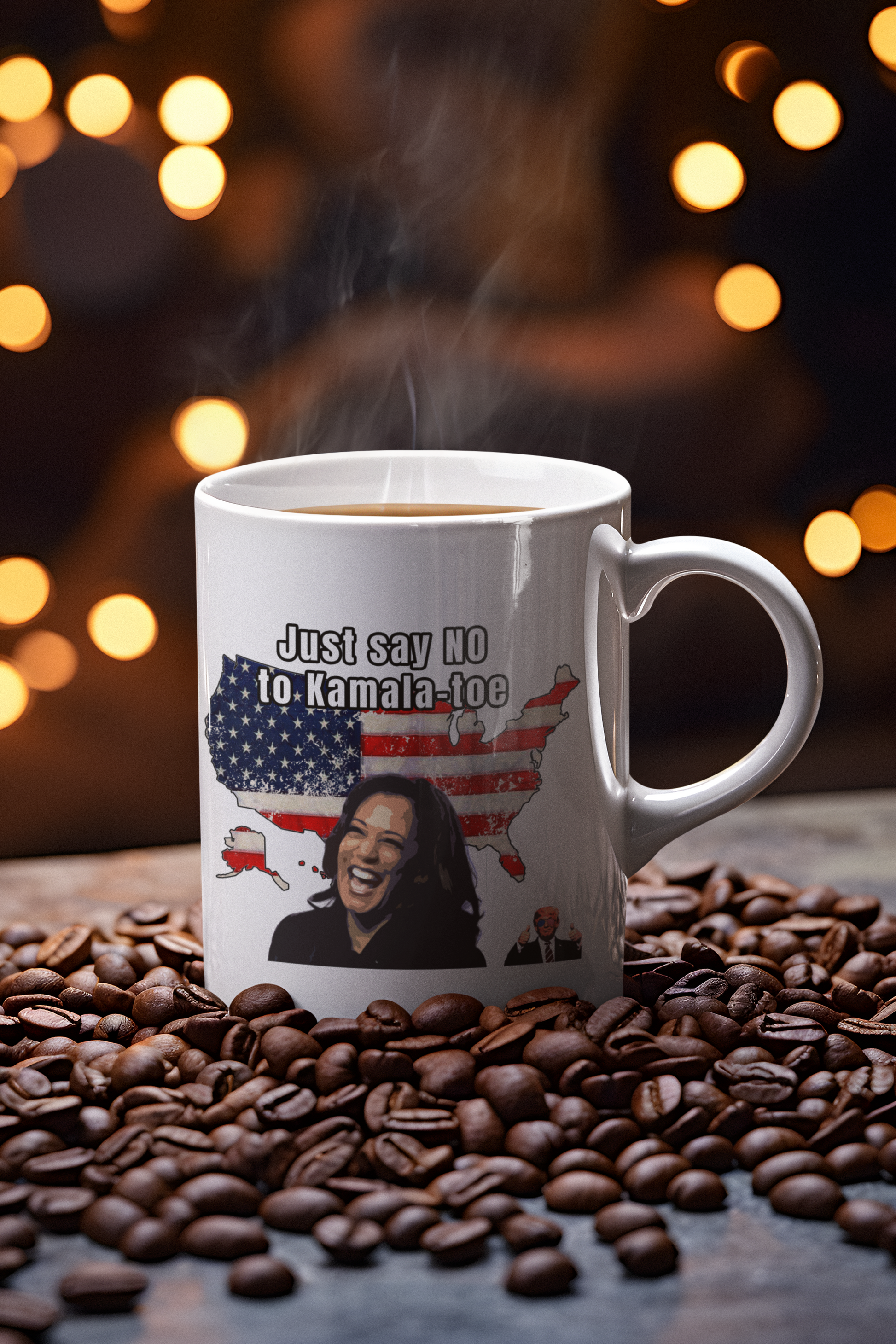 Just say no to Kamala Toe White glossy mug Caffeine Camel Toe Coffee Time Election Harris Java Kamala Mocha