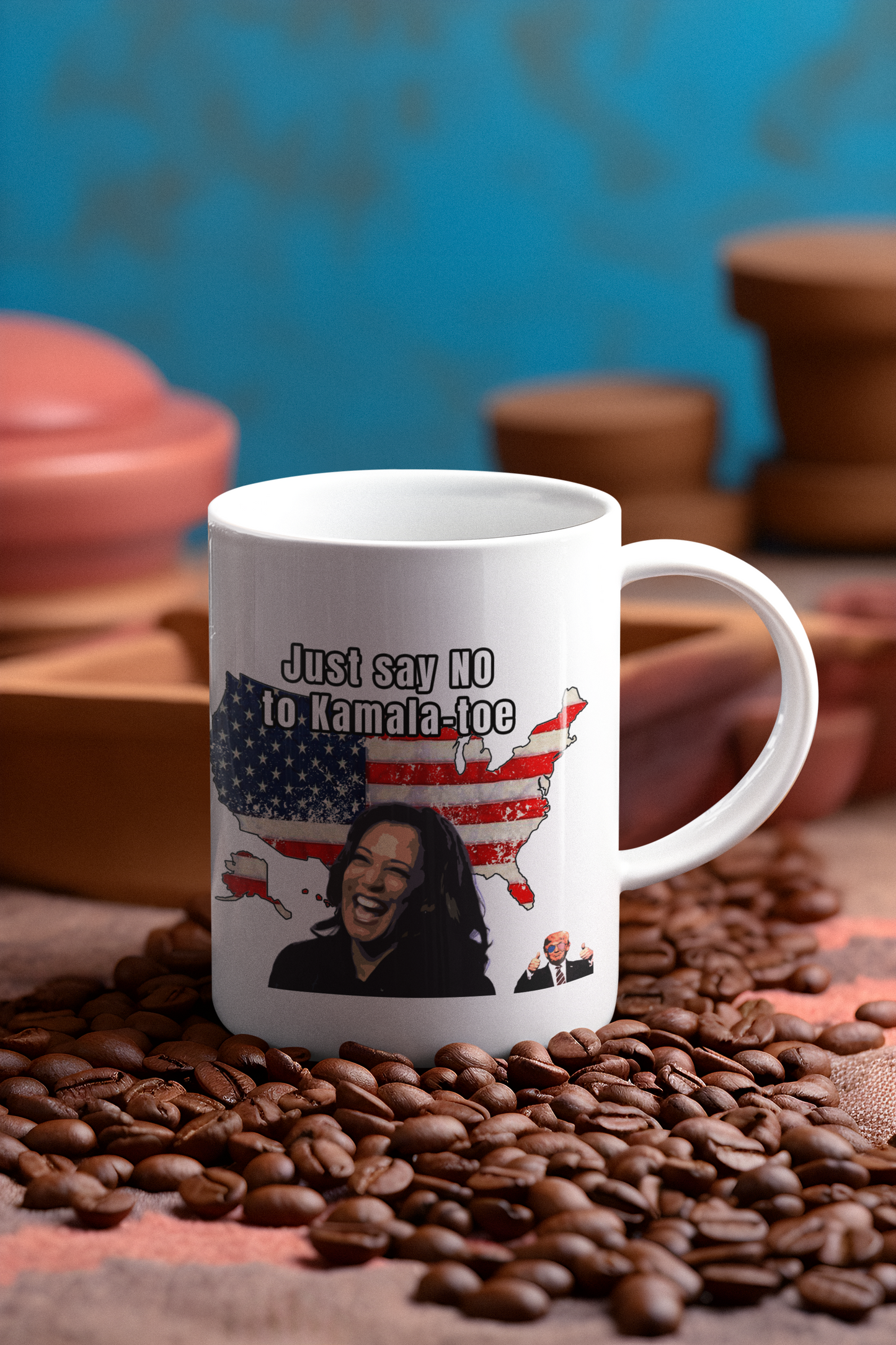 Just say no to Kamala Toe White glossy mug Caffeine Camel Toe Coffee Time Election Harris Java Kamala Mocha