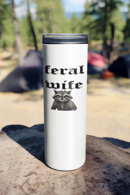 Feral Wife 20 ounce stainless steel double-wall vacuum insulated tumbler All coworker gift funny Funny Gifts funny mothers day gift for her Gift For Her Him mothers day gift stocking stuffer Valentines Day