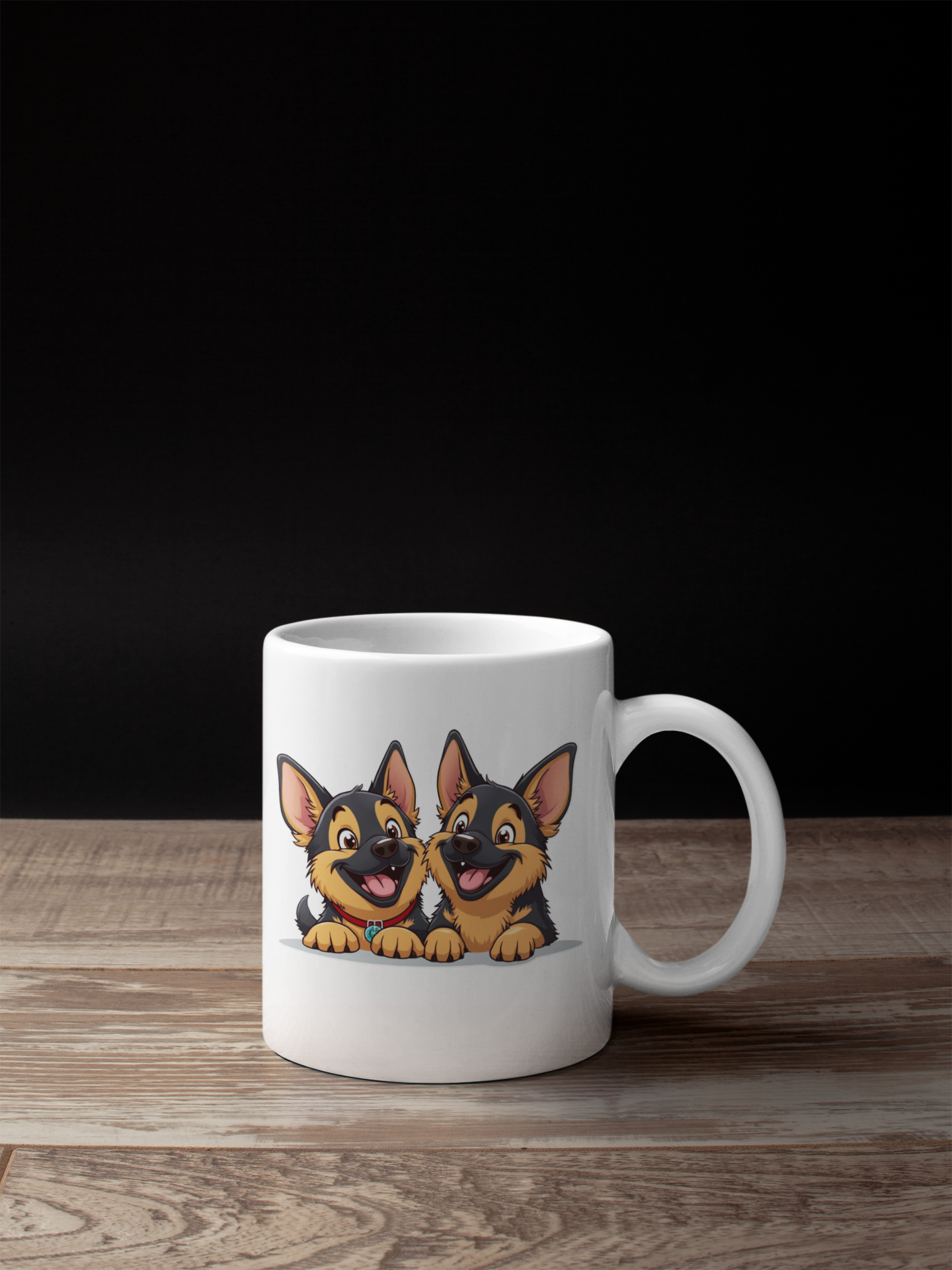 2 happy German Shepherd puppies mug All Caffeine Christmas gift Coffee Time Dog Dog Lover Dog Owner German Shepherd gift for mom gift for wife Java Mocha Police Dog Shepherd stocking stuffer