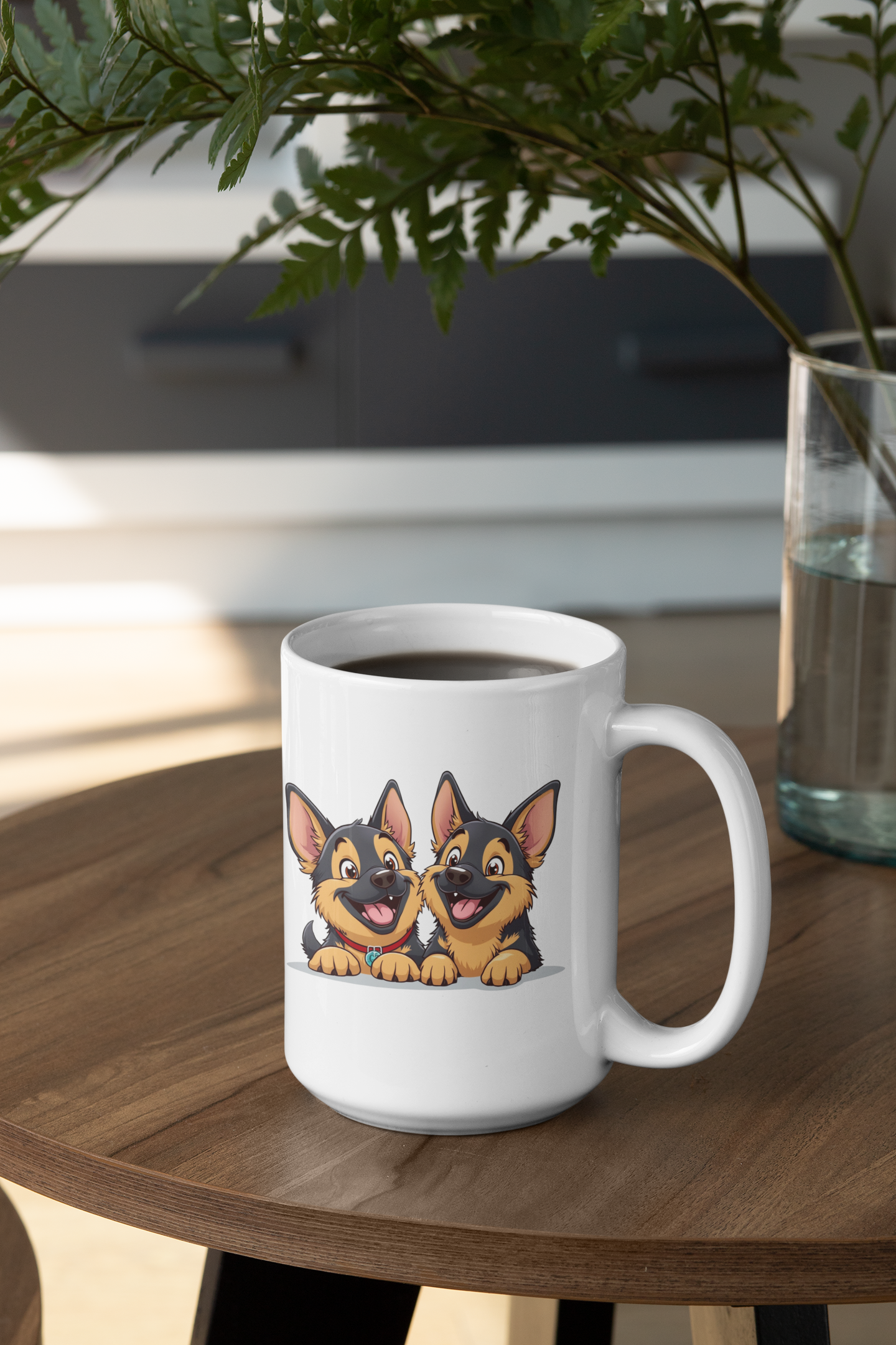 2 happy German Shepherd puppies mug All Caffeine Christmas gift Coffee Time Dog Dog Lover Dog Owner German Shepherd gift for mom gift for wife Java Mocha Police Dog Shepherd stocking stuffer