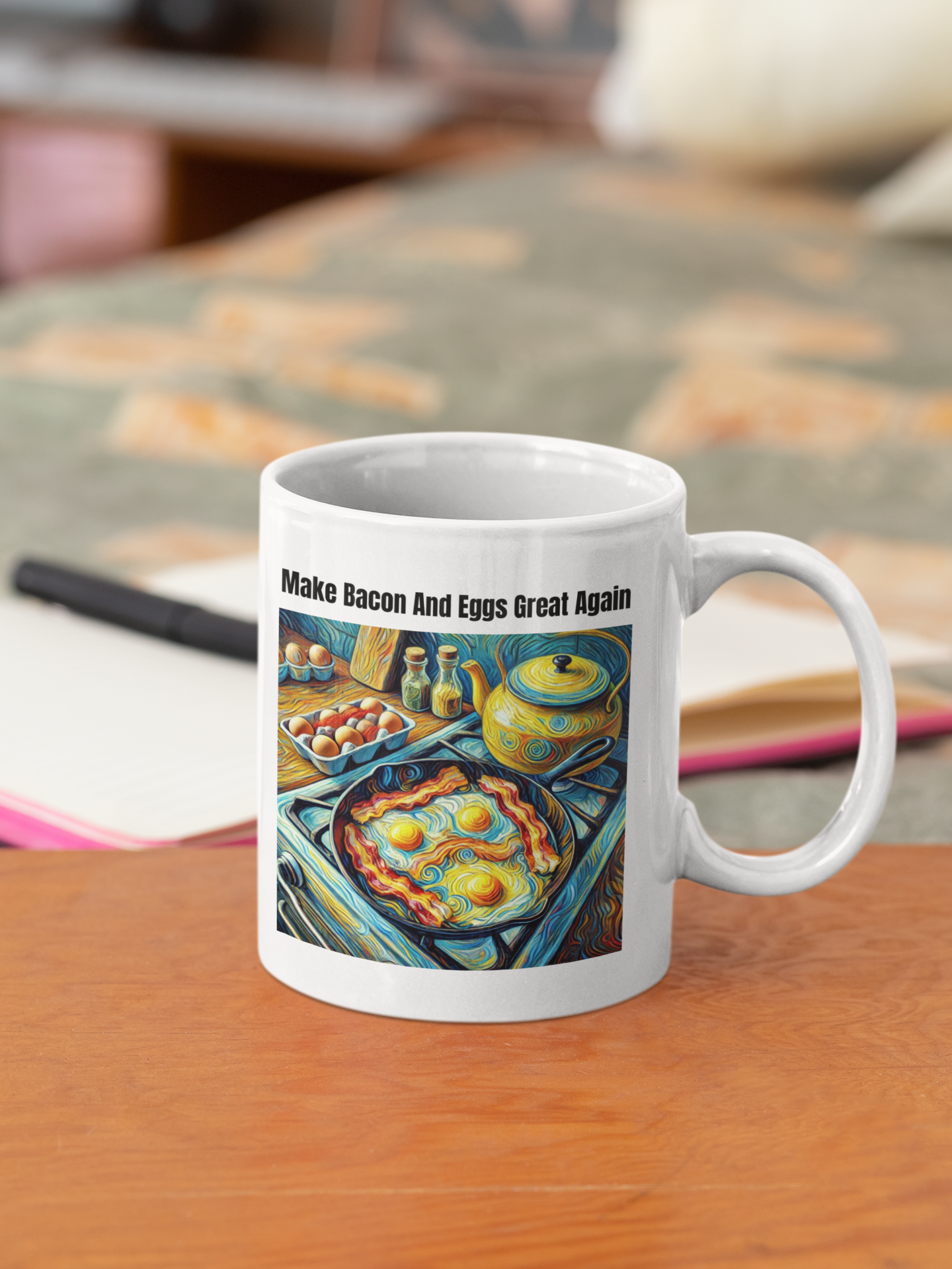 Make bacon and eggs great again white glossy mug All bacon bacon and coffeee Bacon and Eggs bacon awareness bacon nation Caffeine carnivore carnivore bacon Coffee Time Everything is better with bacon gift for mom gift for wife I Love Bacon Java Mocha stocking stuffer