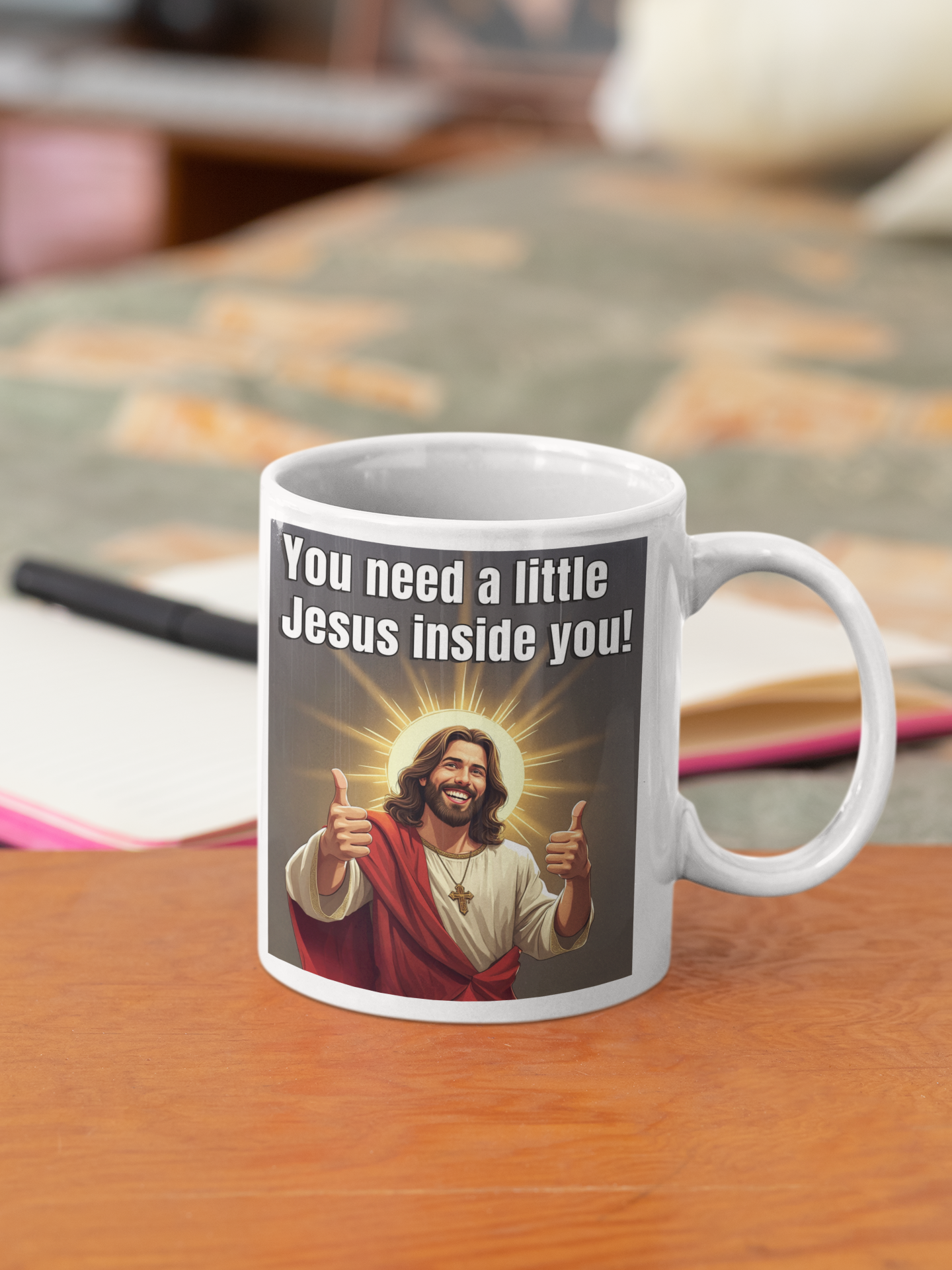 You need a little Jesus inside you white glossy mug All Caffeine Coffee Time gift for mom gift for wife Java jesus jesus meme Mocha religion stocking stuffer