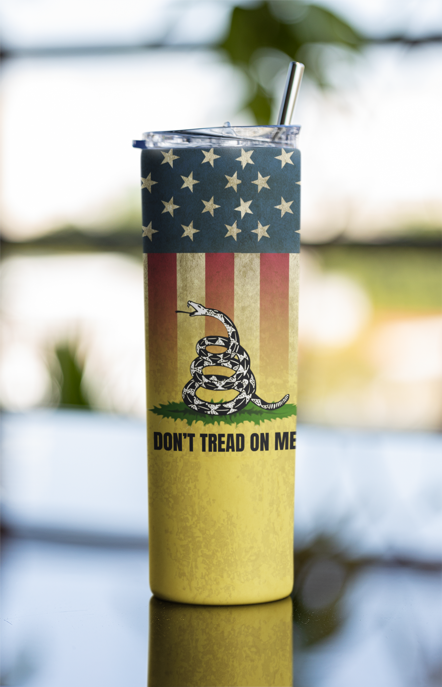 Don't tread on me faded flag skinny 20 ounce tumbler gadsden Gadsden flag Gadsden snake liberty liberty snake stocking stuffer