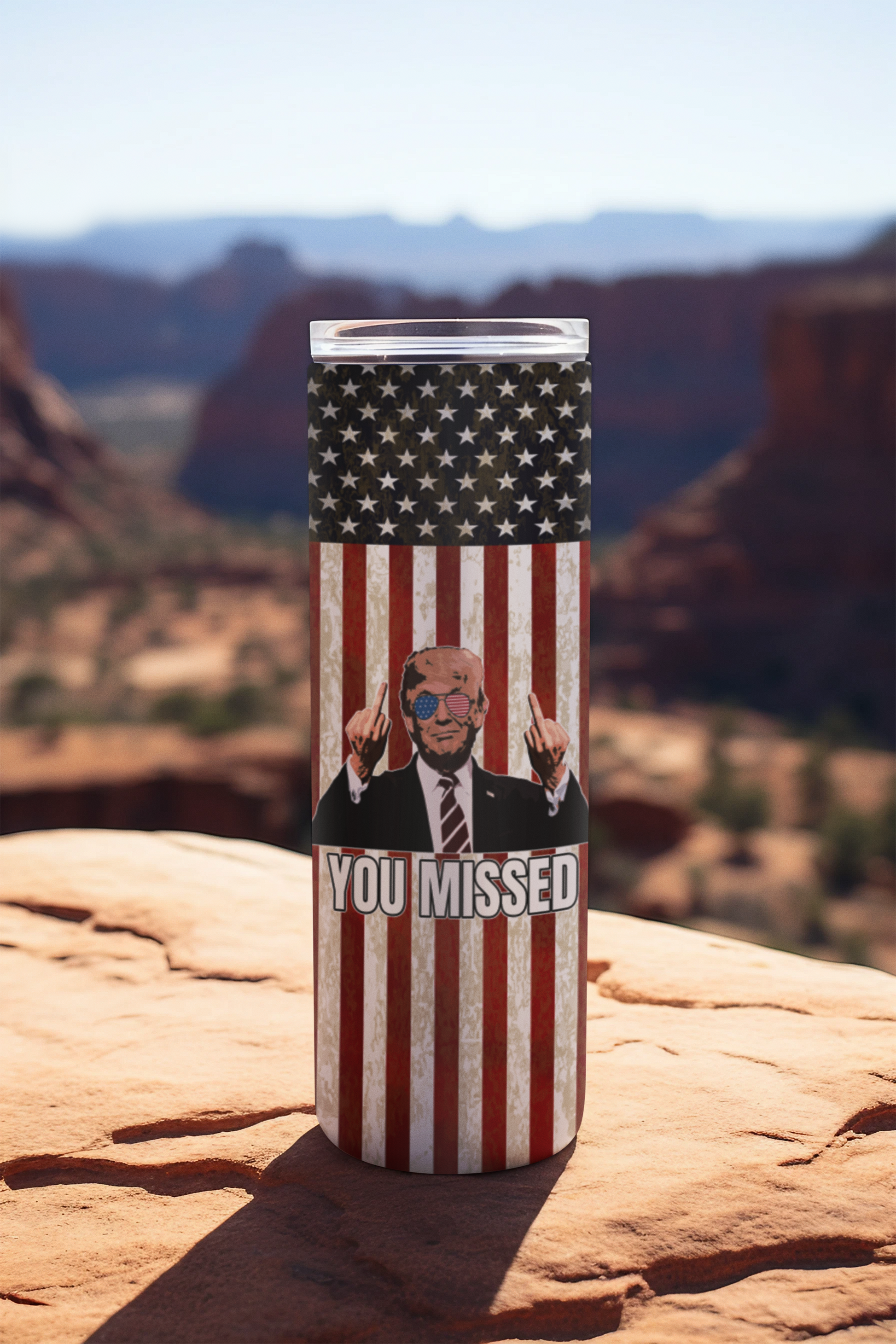 You missed, Donald Trump skinny 20 ounce tumbler Donald Trump fathers day Gadsden flag Gadsden snake libertarian liberty maga mothers day gift stocking stuffer Trump Trump 2024