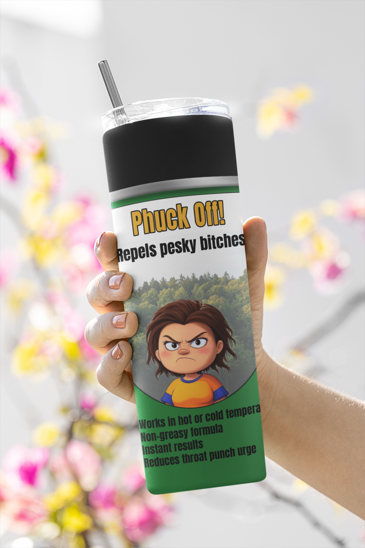 Phuck Off 20 ounce stainless steel double-wall vacuum insulation tumbler repels pesky bitches All bug spray coworker gift fuck off funny Funny Gifts funny mothers day gift for her Gift For Her Him mothers day gift Off spray stocking stuffer