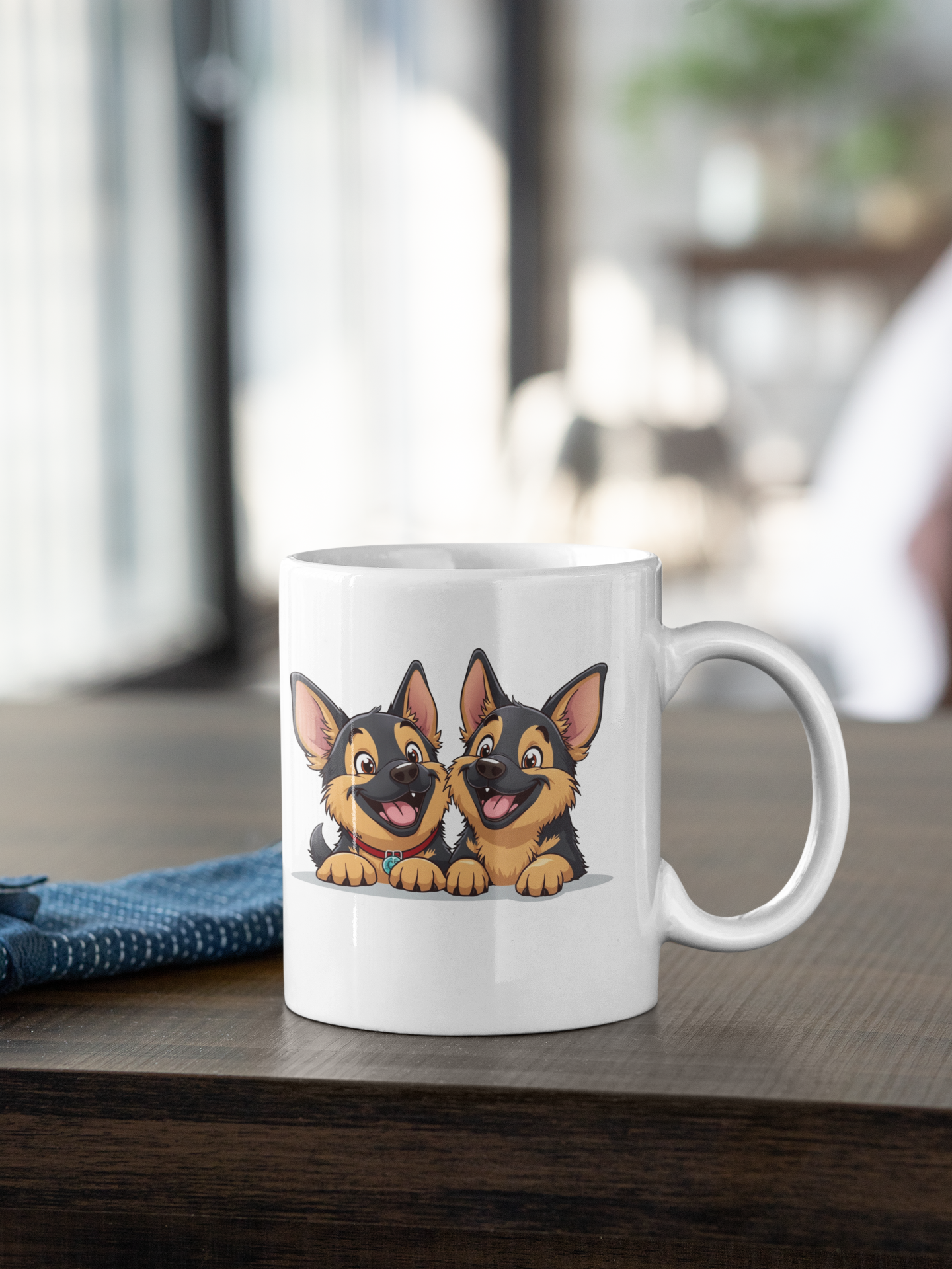 2 happy German Shepherd puppies mug All Caffeine Christmas gift Coffee Time Dog Dog Lover Dog Owner German Shepherd gift for mom gift for wife Java Mocha Police Dog Shepherd stocking stuffer