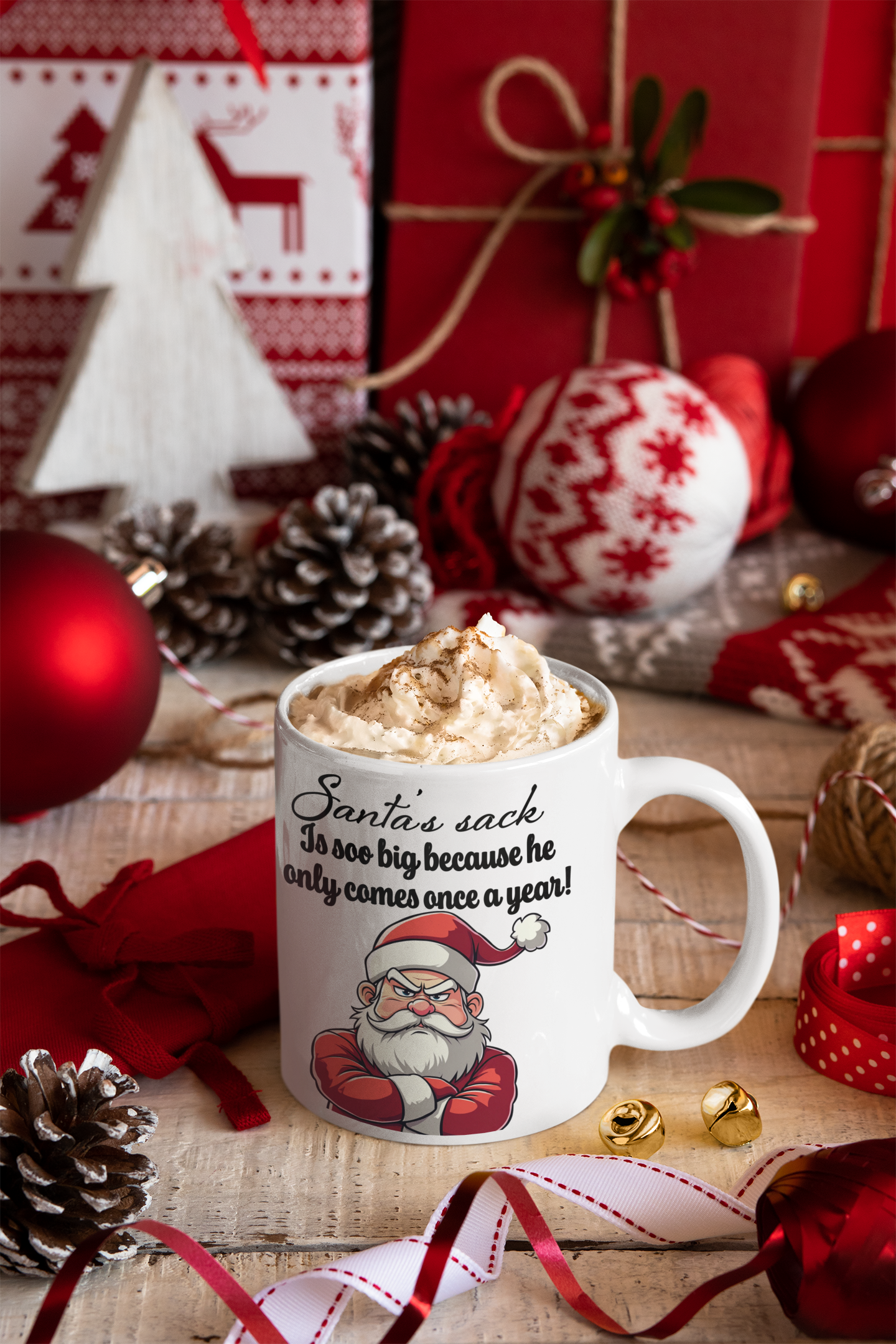 Santa's sack is soo big because he only comes once a year All ballsack Caffeine Christmas gift gift for mom gift for wife Java Mocha nut sack nut sax Nuts Nuttin nutz Santa stocking stuffer