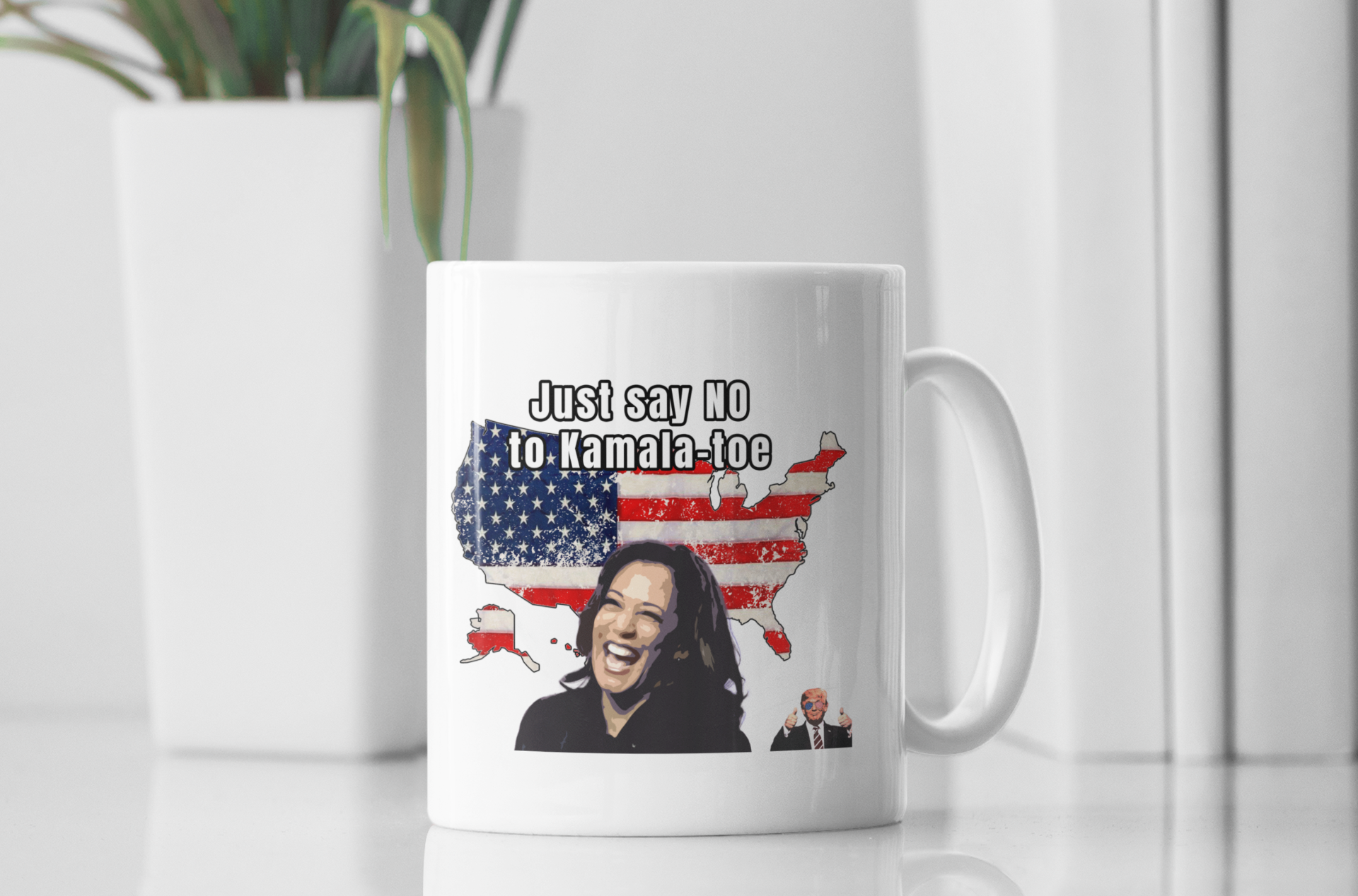 Just say no to Kamala Toe White glossy mug Caffeine Camel Toe Coffee Time Election Harris Java Kamala Mocha