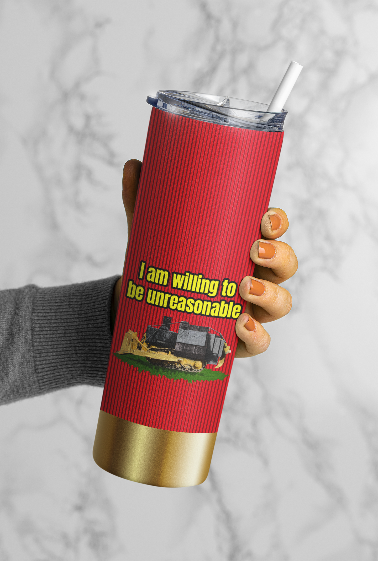 I am willing to be unreasonable 20 ounce tumbler fathers day freedom kill dozer killdozer libertarian liberty Marvin Heemeyer mothers day gift Shotgun stocking stuffer