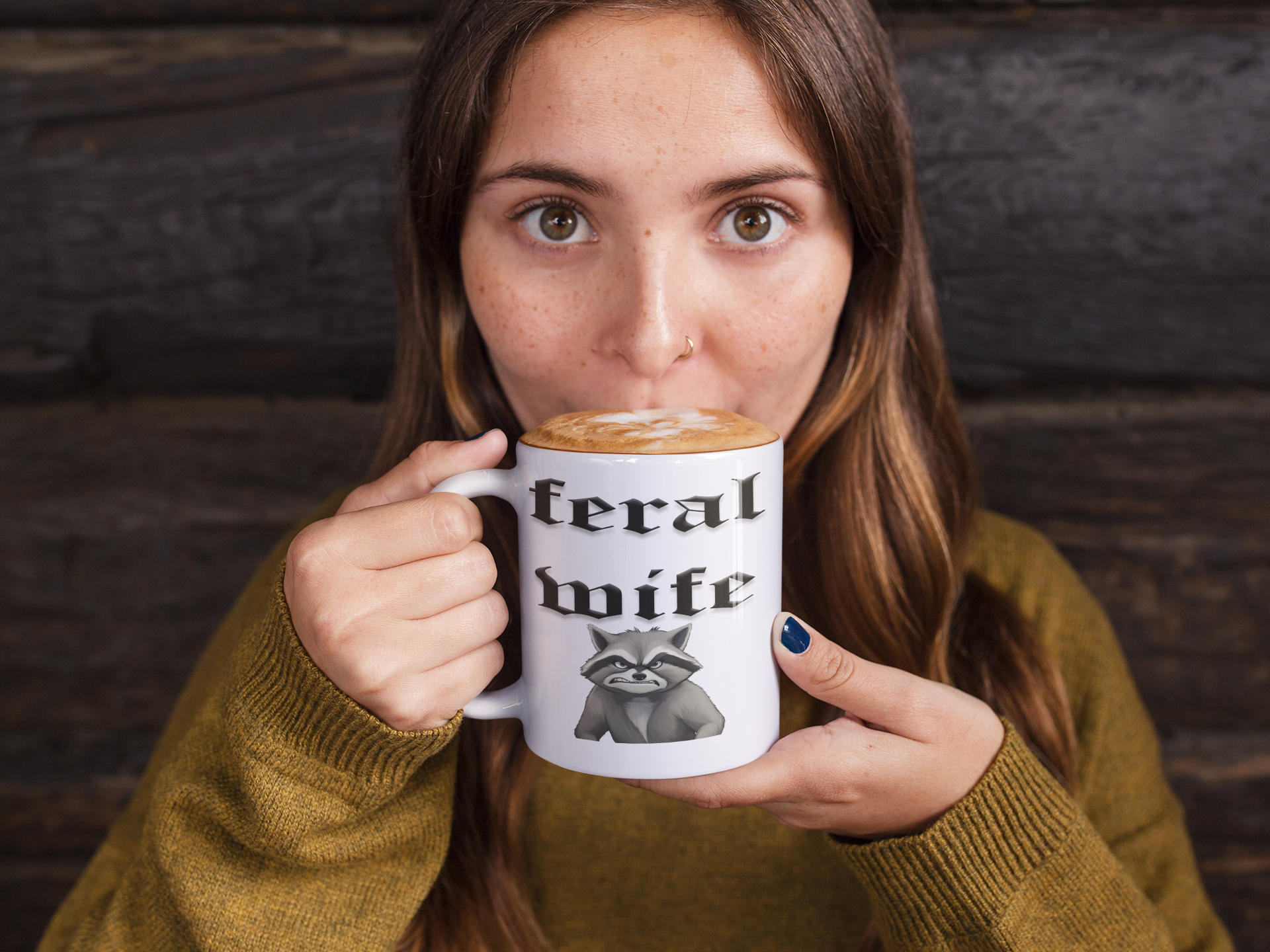 Feral Wife mug All Coffee Time Feral Wife funny mothers day Funny Sarcastic Mug gift for mom gift for wife Mocha mothers day mothers day gift mothers day mug stocking stuffer