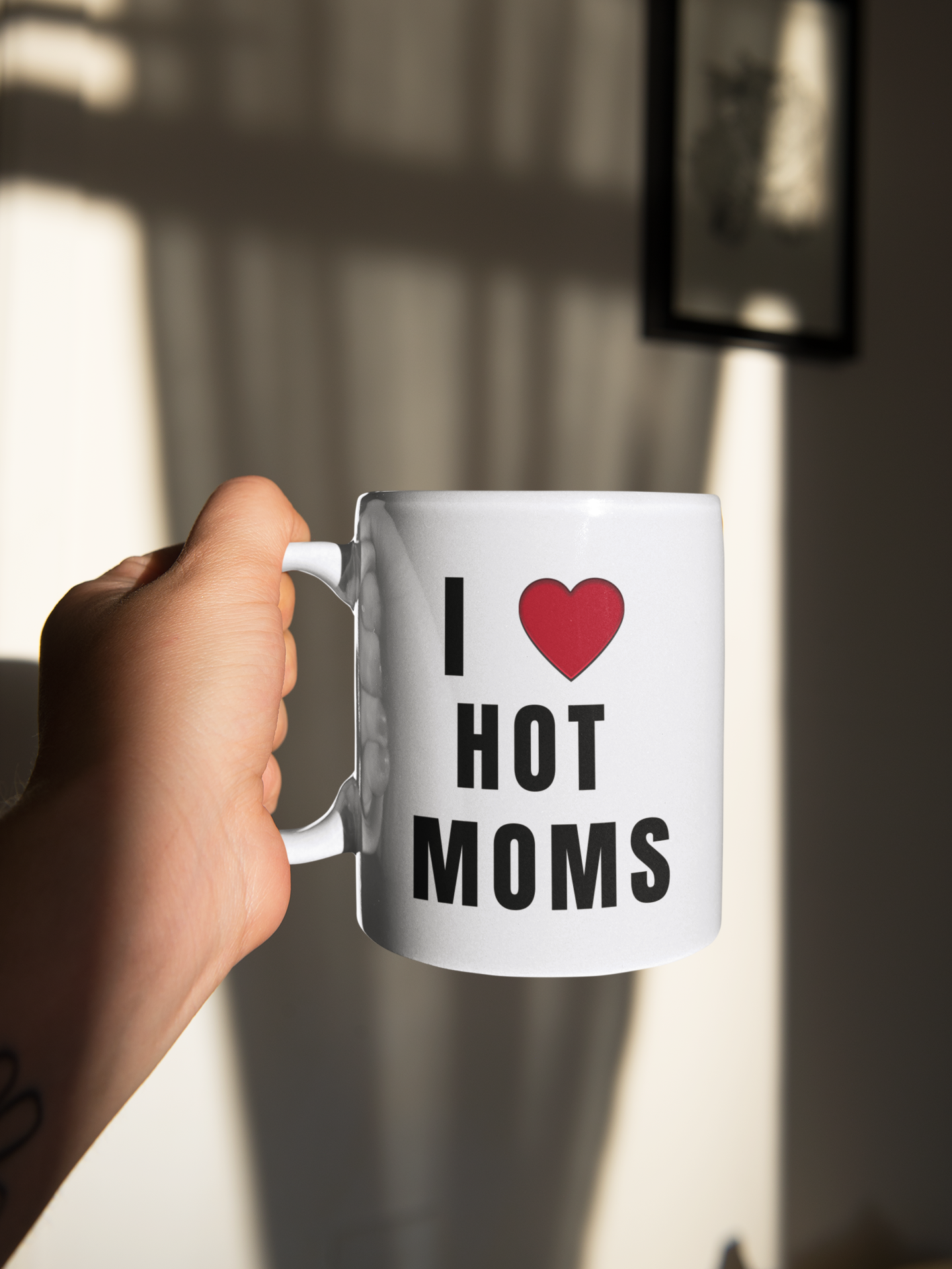 I LOVE hot moms white glossy mug Caffeine Camel Toe Coffee Time Election Harris Java Kamala Mocha